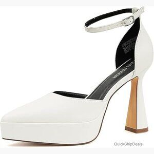 Women’s White Ankle-Strap Platform Heels